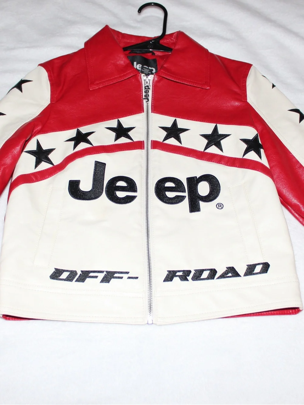 Jeep Red and White Star Leather Jacket and Skirt Set